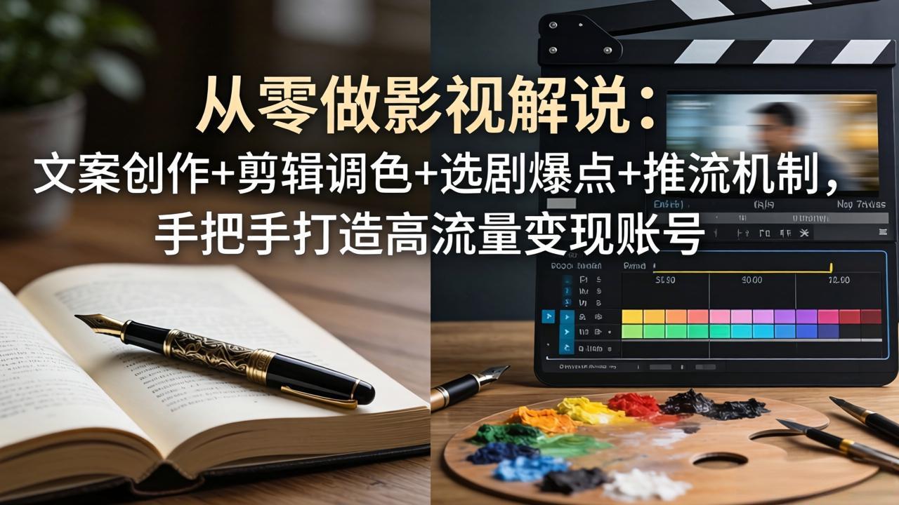 从零做影视解说:文案创作 剪辑调色 选剧爆点 推流机制,手把手打造高流量变现账号
