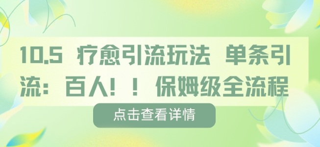 疗愈引流玩法，单条引流百人，保姆级全流程-51云资源