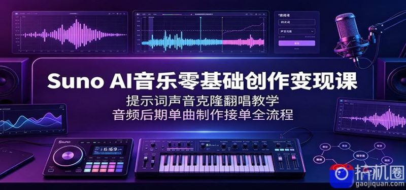 Suno AI音乐零基础创作变现课:提示词声音克隆翻唱教学,音频后期单曲制作接单全流程-51云资源