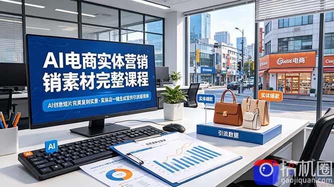 AI电商实体营销素材完整课程，AI创意短片完美复刻实景，实体店一键生成宣传引流短视频-51云资源