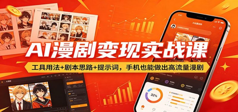 AI漫剧变现实战课:工具用法 剧本思路 提示词,手机也能做出高流量漫剧-51云资源