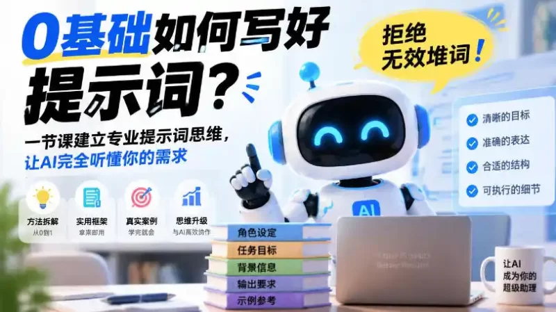 0基础如何写好提示词,拒绝无效堆词!一节课建立专业提示词思维,让AI完全听懂你的需求-51云资源