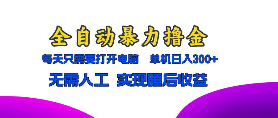 （13186期）全自动暴力撸金，只需要打开电脑，单机日入300 无需人工，实现睡后收益