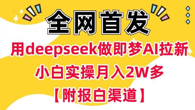 用deepseek做即梦Ai拉新 小白实操月入过W 【附报白渠道】-51云资源