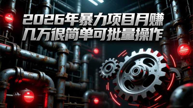（17218期）2026年暴力项目月赚几万很简单可批量操作，成本低，利润大-51云资源