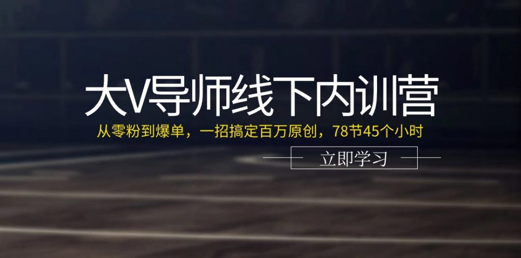 大V导师线下内训营：从零粉到爆单，一招搞定百万原创（78节45个小时）-51云资源