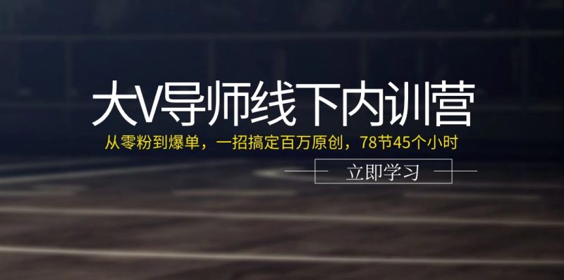 大V导师线下内训营：从零粉到爆单，一招搞定百万原创（78节45个小时）-51云资源