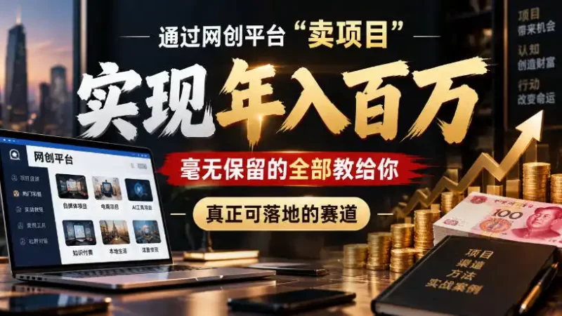 通过网创平台“卖项目”实现年入100w，毫无保留的全部教给你，真正可落地的赛道【揭秘】-51云资源