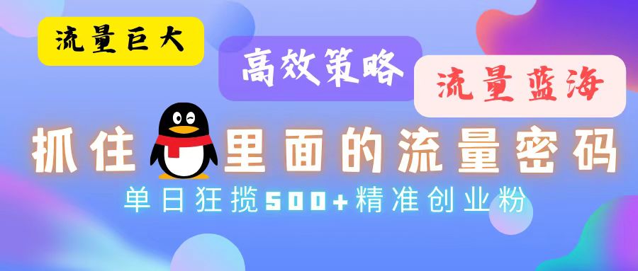 （13068期）流量蓝海，抓住QQ里面的流量密码！高效策略，单日狂揽500 精准创业粉-51云资源