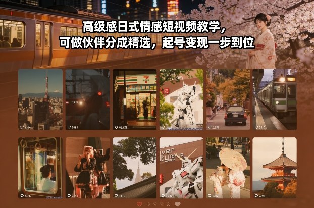 高级感日式情感短视频教学,可做伙伴分成精选,起号变现一步到位-51云资源