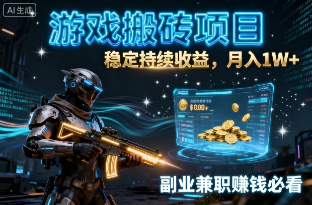 游戏搬砖项目,稳定持续收益,月入1W ,副业兼职賺钱必看【揭秘】