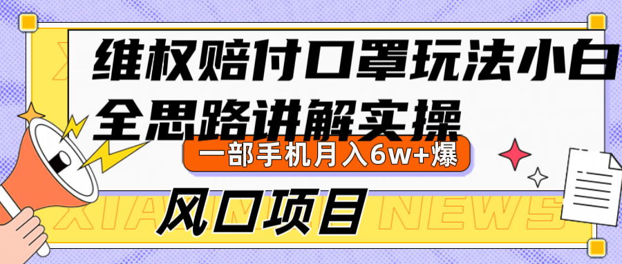 维权赔付口罩玩法,小白也能月入6w ,风口项目实操-51云资源