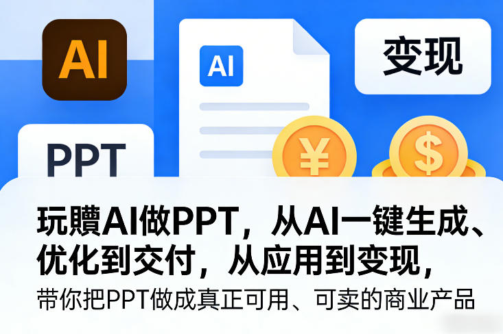玩賺AI做PPT，从AI一键生成、优化到交付，从应用到变现，带你把PPT做成真正可用、可卖的商业产品(更新0401)-51云资源