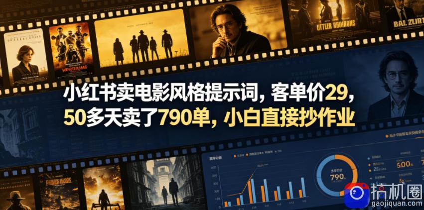 小红书卖电影风格提示词，客单价29，50多天卖了790单，小白直接抄作业！-51云资源