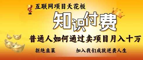互联网项目天花板,知付付费项目,普通人如何通过卖项目月入十个,拒绝韭菜【揭秘】-51云资源