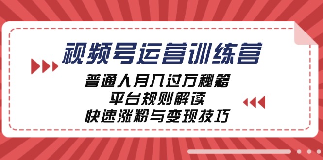 (12722期)视频号运营训练营:普通人月入过万秘籍,平台规则解读,快速涨粉与变现…-51云资源