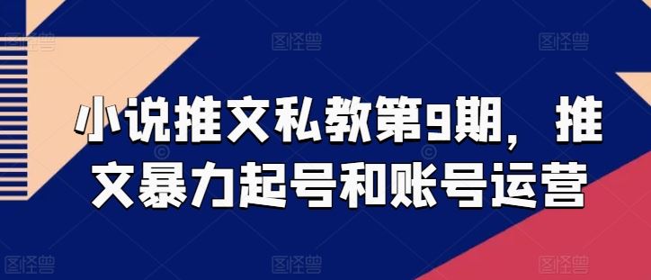 小说推文私教第9期，推文暴力起号和账号运营-51云资源