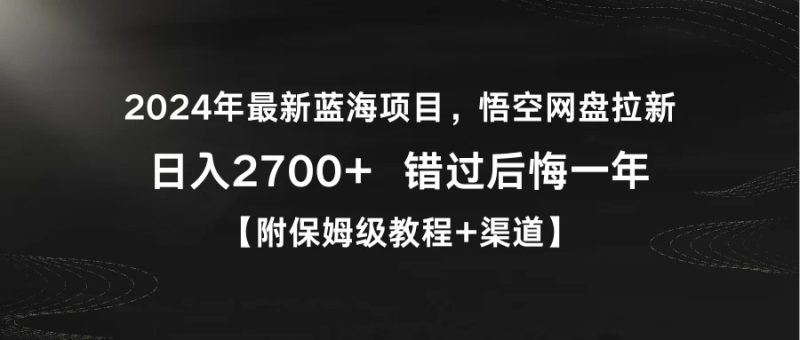 2024年最新蓝海项目,悟空网盘拉新,日入2700 错过后悔一年【附保姆级教程 渠道】-51云资源
