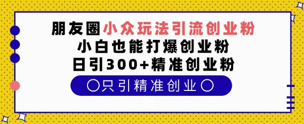 朋友圈小众玩法引流创业粉,小白也能打爆创业粉,日引300 精准创业粉【揭秘】