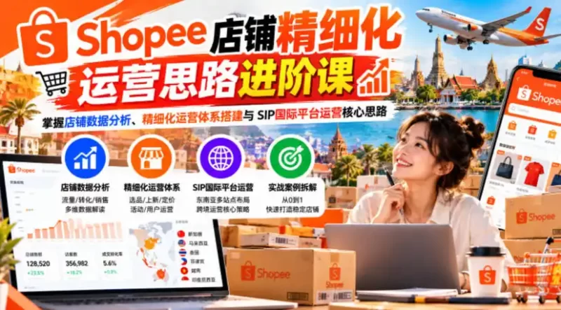 Shopee店铺精细化运营思路进阶课,掌握店铺数据分析、精细化运营体系搭建与SIP国际平台运营核心思路-51云资源