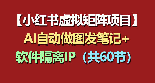 小红书虚拟矩阵项目:软件隔离IP AI自动做图发笔记(共60节)