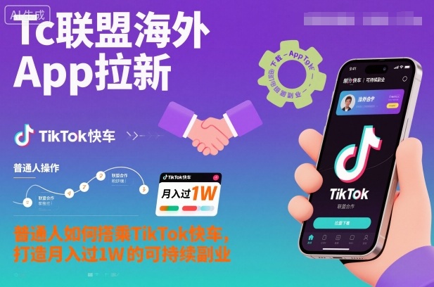 Tc联盟海外App拉新：普通人如何搭乘TikTok快车，打造月入过1W的可持续副业-51云资源