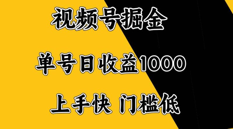 （14183期）视频号掘金，单号日收益1000 ，门槛低，容易上手。-51云资源
