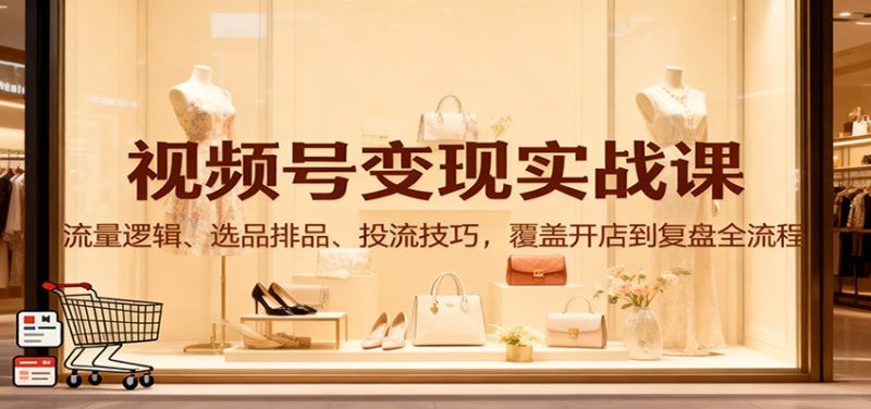 视频号变现实战课:流量逻辑、选品排品、投流技巧,覆盖开店到复盘全流程-51云资源