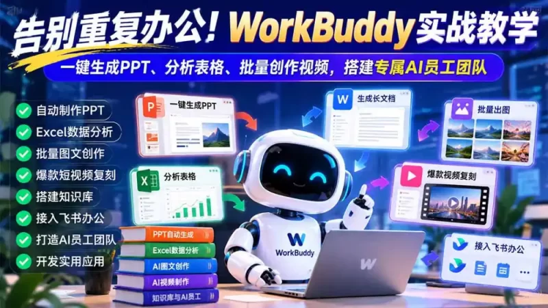 告别重复办公!WorkBuddy实战教学:一键生成PPT、分析表格、批量创作视频,搭建专属AI员工团队-51云资源