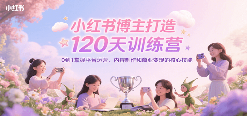小红书博主打造120天训练营，0到1掌握平台运营、内容制作和商业变现-51云资源