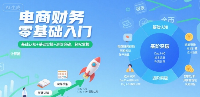 电商财务零基础入门,基础认知 基础实操 进阶突破,轻松掌握