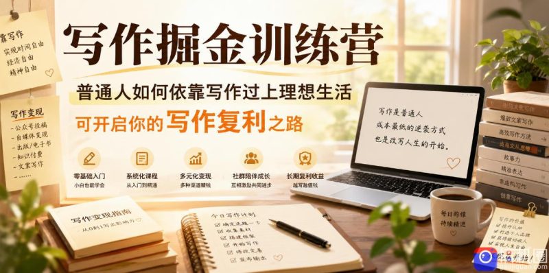 写作掘金训练营,普通人如何依靠写作过上理想生活,可开启你的写作复利之路(更新6月)-51云资源