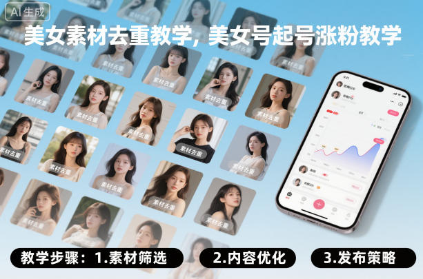 美女素材去重教学，美女号起号涨粉教学-51云资源