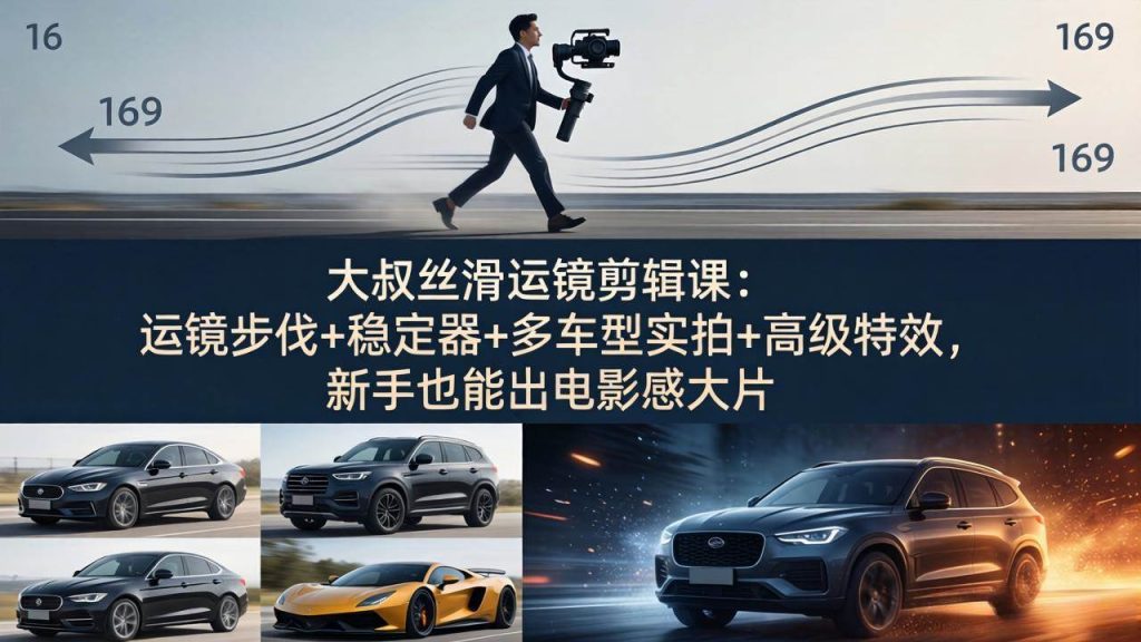 （18004期）大叔丝滑运镜剪辑课：运镜步伐 稳定器 多车型实拍 高级特效，新手也能出电影感大片-51云资源