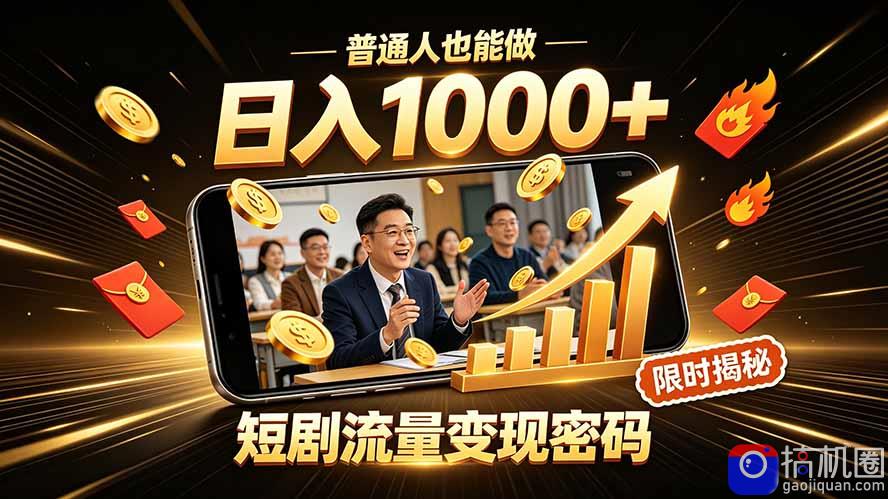 一部手机做短剧分发,不用真人出镜、不用拍摄剧本,快手流量变现日赚千元-51云资源