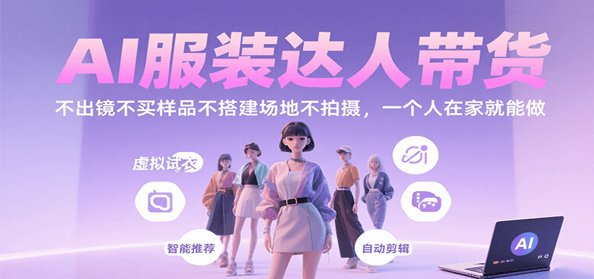 AI服装达人带货,不出镜不买样品不搭建场地不拍摄,一个人在家就能做-51云资源