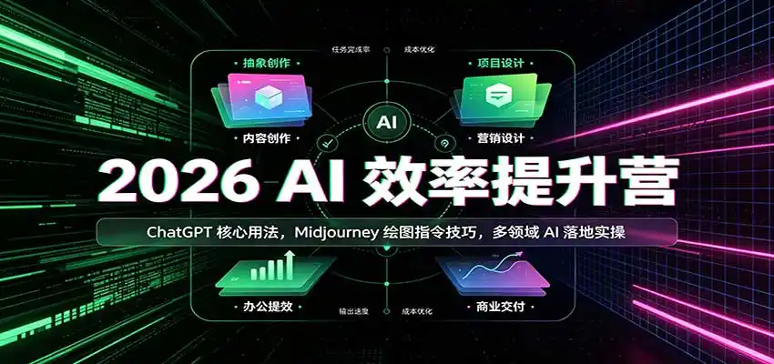 2026 AI效率提升营:ChatGPT核心用法,Midjourney绘图指令技巧,多领域AI落地实操-51云资源
