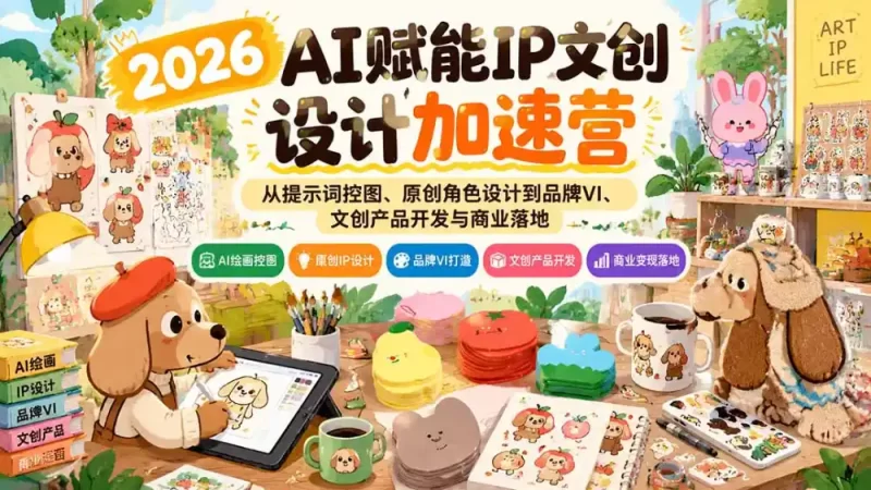 2026AI赋能IP文创设计加速营:从提示词控图、原创角色设计到品牌VI、文创产品开发与商业落地-51云资源