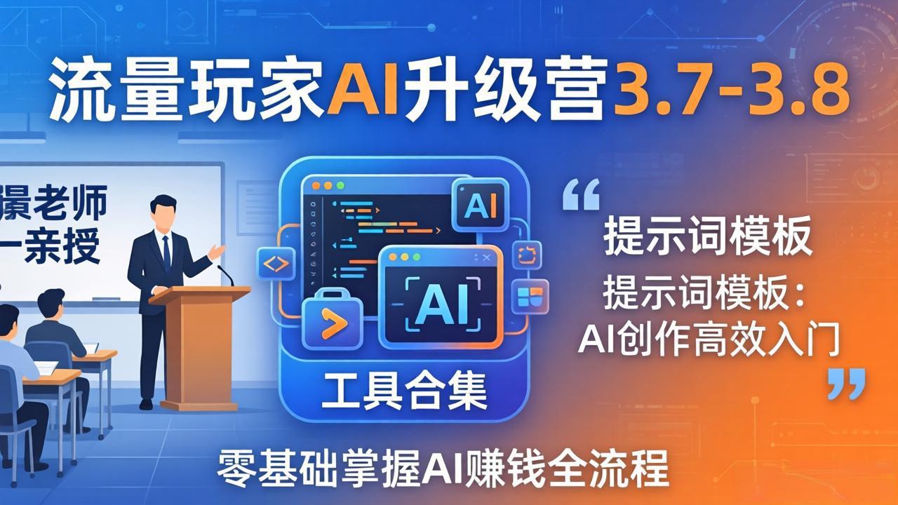 流量玩家AI升级营3.7-3.8全套资料：多老师亲授 工具合集 提示词模板，零基础掌握AI赚钱全流程