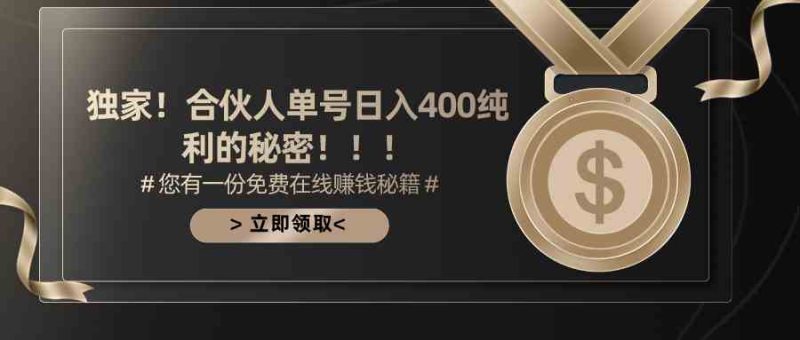 (10028期)合伙人广告撸金最新玩法,每天单号400纯利-51云资源