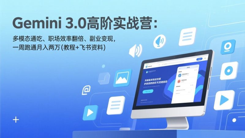 Gemini 3.0高阶实战营:多模态通吃、职场效率翻倍、副业变现,一周跑通月入两万(教程 飞书资料-51云资源
