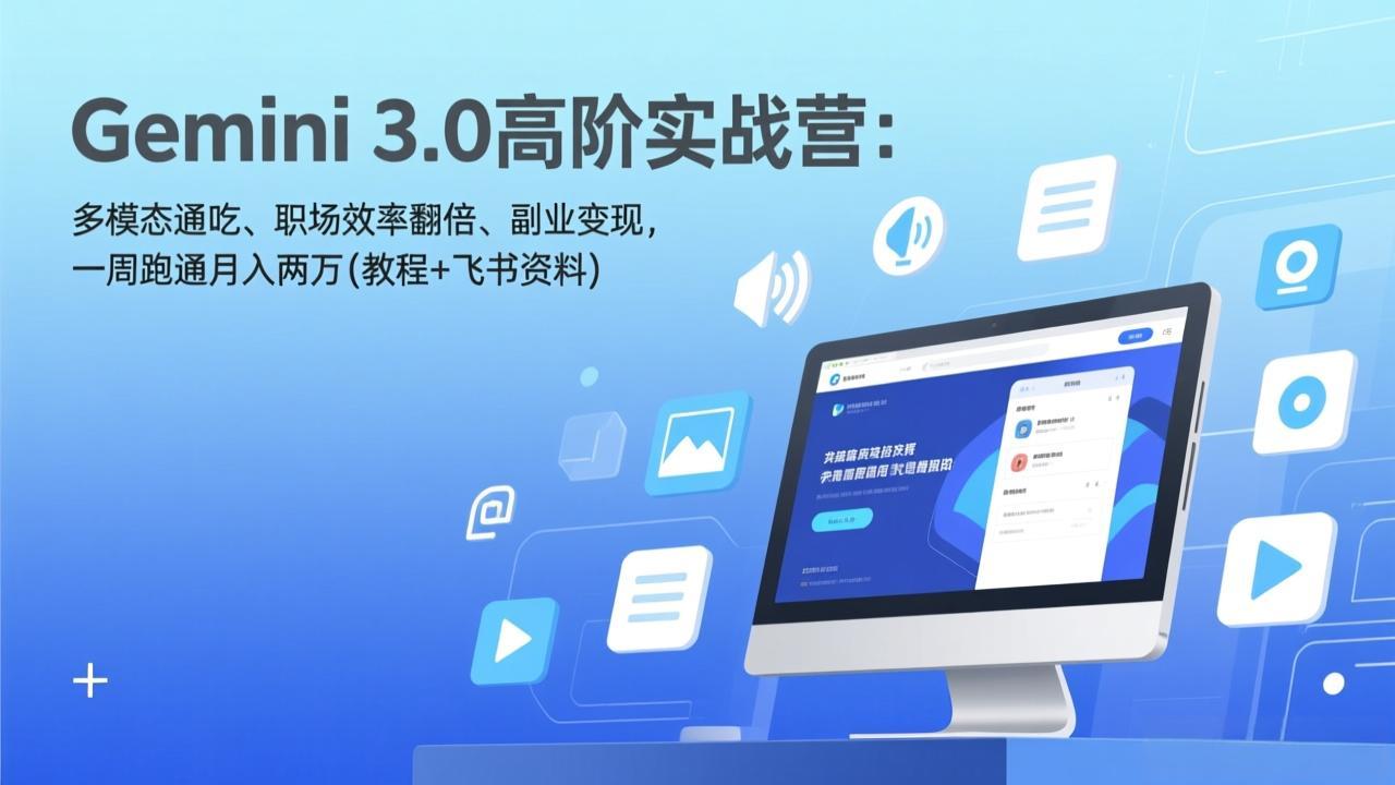 Gemini 3.0高阶实战营:多模态通吃、职场效率翻倍、副业变现,一周跑通月入两万(教程 飞书资料