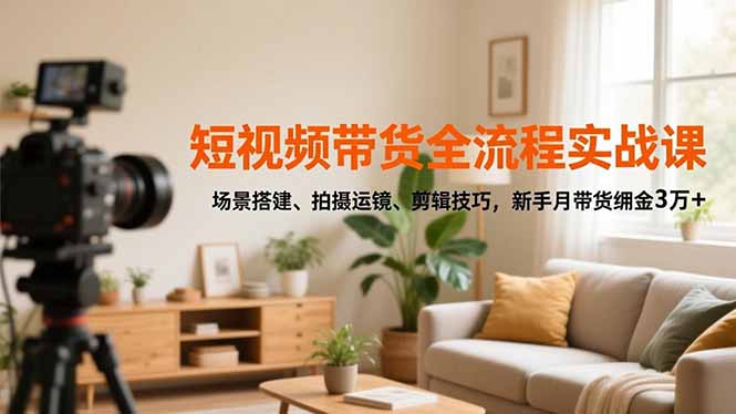 短视频带货全流程实战课，场景搭建、拍摄运镜、剪辑技巧，新手月带货佣金3万-51云资源