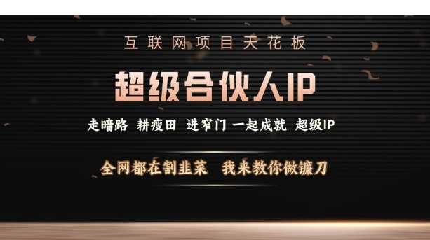 互联网项目天花板,超级合伙人IP,全网都在割韭菜,我来教你做镰刀【仅揭秘】