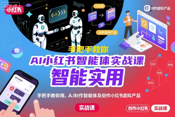 AI小红书智能体实战课,手把手教你用AI制作智能体及创作小红书虚拟产品,提效 内容商业化