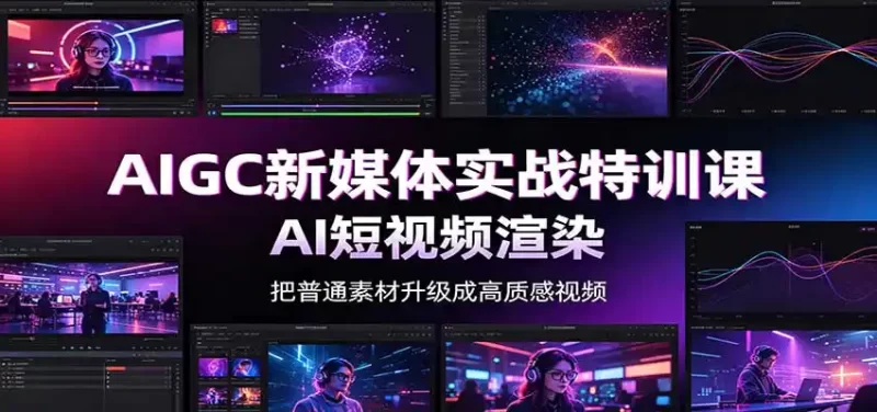 AIGC新媒体实战特训课:工具入门实操,AI短视频渲染,数字人商业视频制作-51云资源