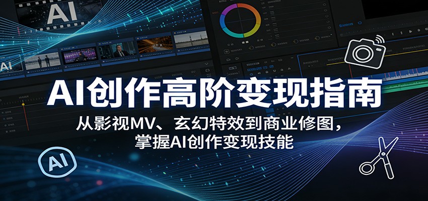AI创作高阶变现指南：从影视MV、玄幻特效到商业修图，掌握AI创作变现技能-51云资源