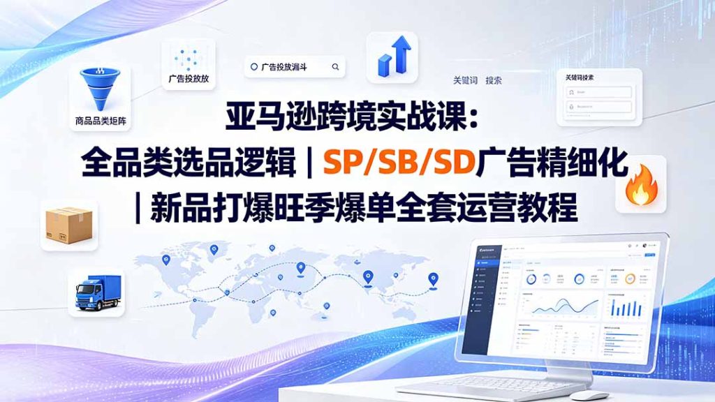 亚马逊跨境实战课-更新8月:全品类选品逻辑|SP/SB/SD广告精细化|新品打爆旺季爆单全套运营教程-51云资源