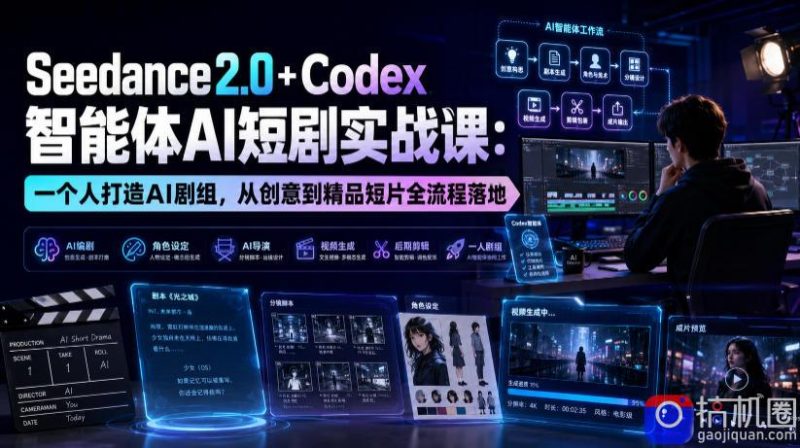 Seedance2.0 Codex智能体AI短剧实战课:一个人打造AI剧组,从创意到精品短片全流程-51云资源