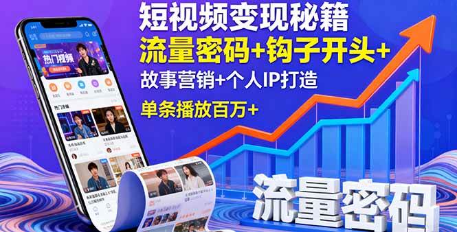 (16079期)短视频变现秘籍,流量密码 钩子开头 故事营销 个人IP打造,单条播放百万